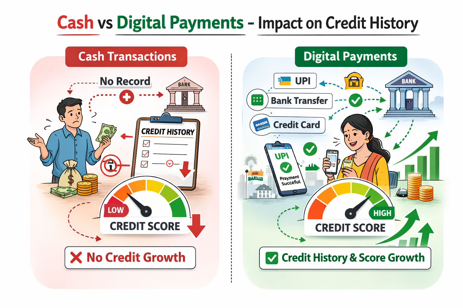 Cash transactions not building credit history compared to digital payments